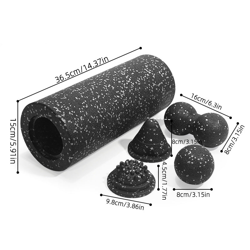 High Density Foam Roller for Deep Tissue Back Pain Relief – Speckled Black Firm Muscle Roller for Exercise, Yoga, Recovery & Physical Therapy