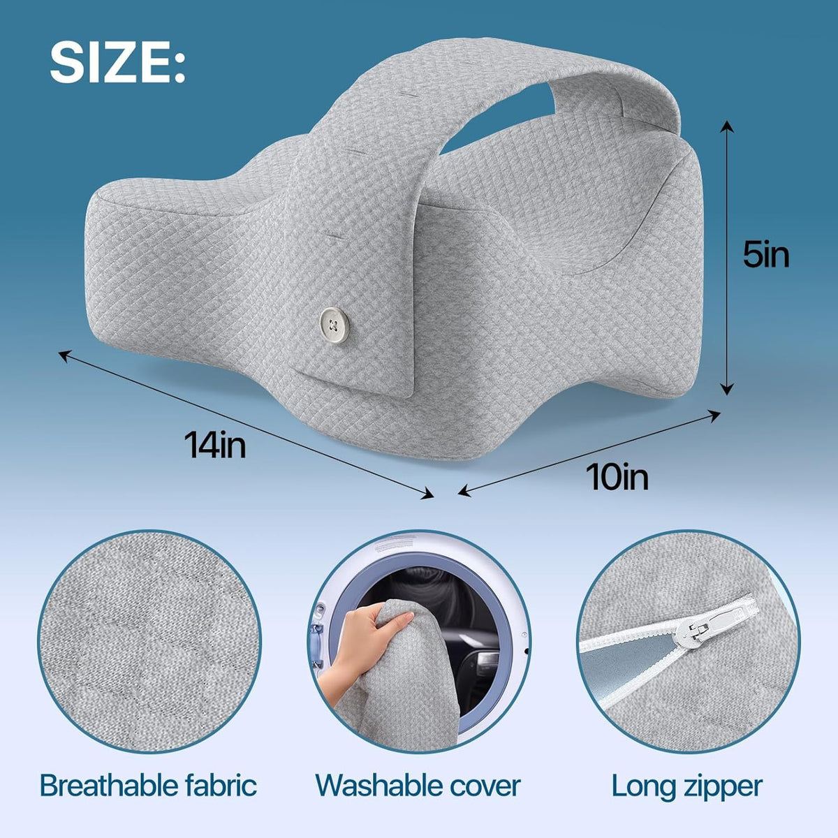 Contour Memory Foam Knee & Leg Pillow for Side Sleepers – Sciatica Relief & Spine Alignment Pillow with Strap for Hip, Back & Joint Support